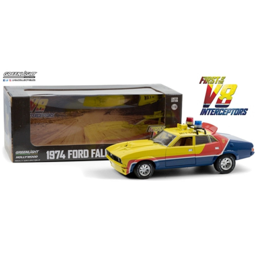 Available To Order – GL13574 - 1:18 FIRST OF THE V8 INTERCEPTORS (1979) - 1974 FORD FALCON XB 4-DOOR SEDAN M.F.P. - YELLOW GREENLIGHT Model (GL13574)