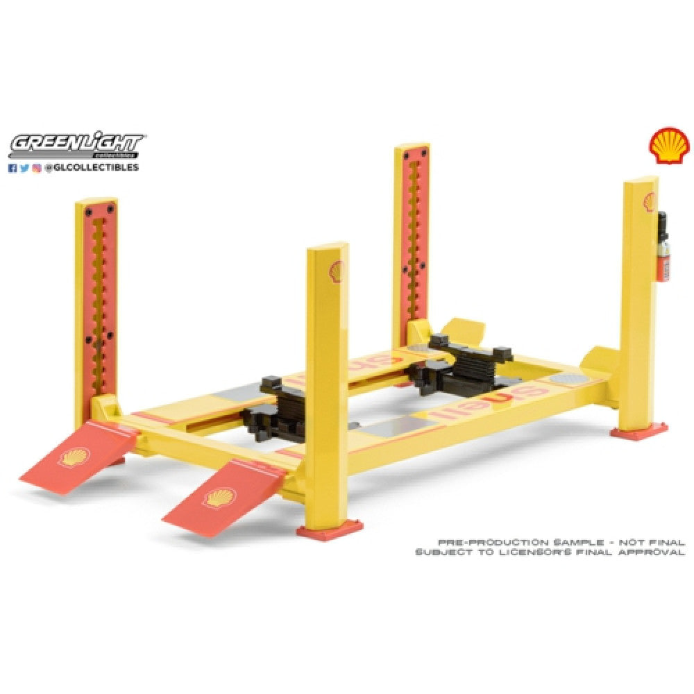 Available To Order – GL13583 - 1:18 FOUR-POST LIFT - SHELL OIL NO.2 GREENLIGHT Model (GL13583)