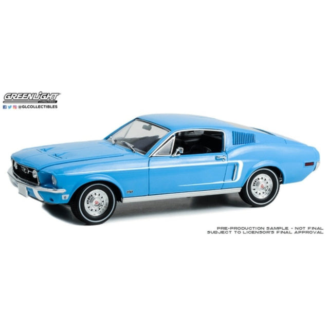 Available To Order – 1968 Ford Mustang Fastback Ford Rainbow of Colours West Coast Usa Special Edition Mustang - Sierra Blue 1:18 GreenLight Model (GL13640)
