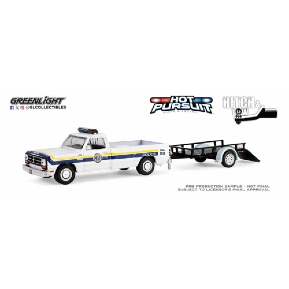 THIS ITEM IS AVAILABLE TO ORDER FROM OUR SUPPLIER - 1:64 GREENLIGHT GL32315-A HOT PURSUIT HITCH AND TOW SERIES 1 - 1990 DODGE RAM D200 UTILITY TRAILER PHILADELPHIA, PA POLICE DEPARTMENT