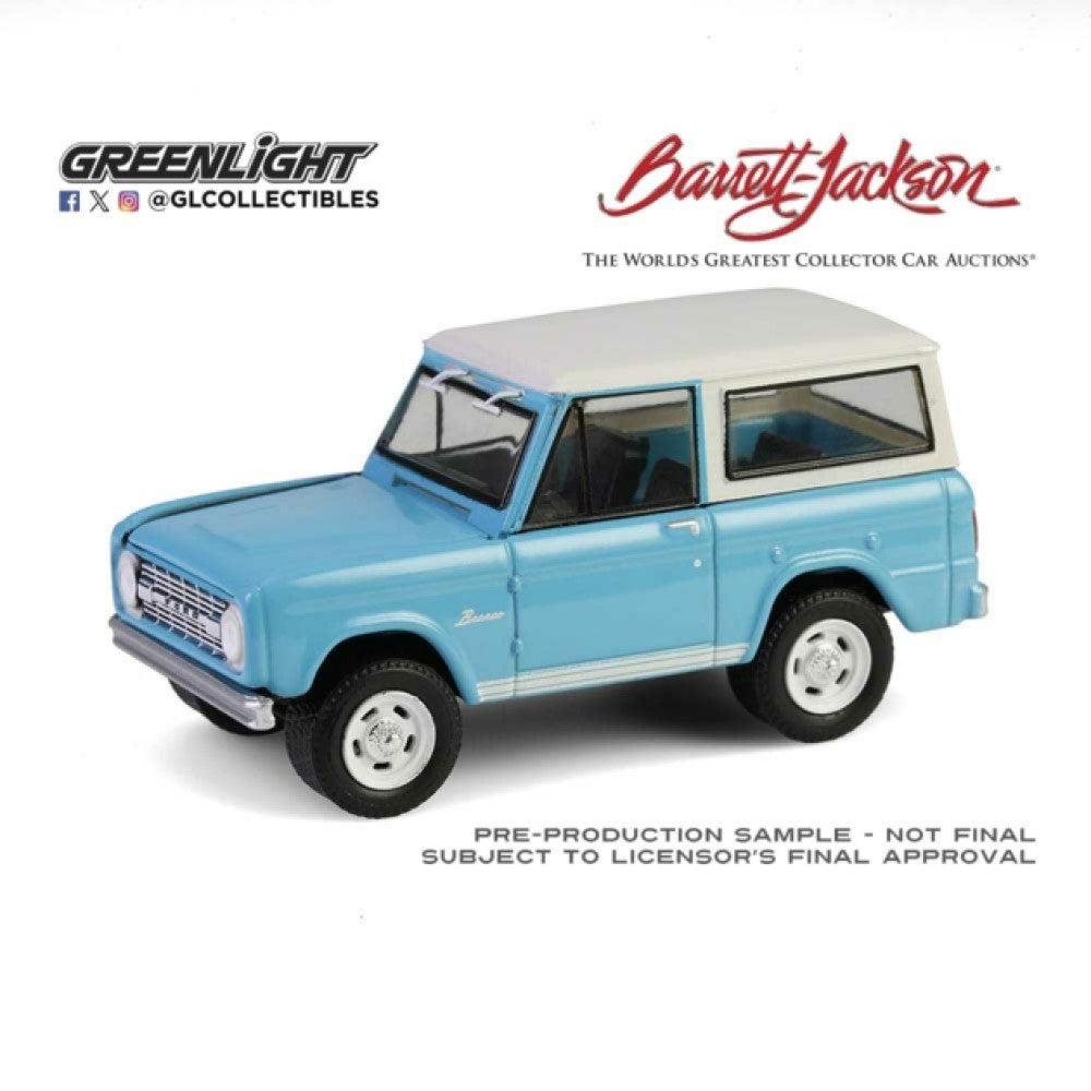 Available to Order – Barrett-jackson Series 15 - 1966 Ford Bronco Custom Suv - Turquoise Blue - Scottsdale 2024 1:64 GreenLight Model (GL37320-A)