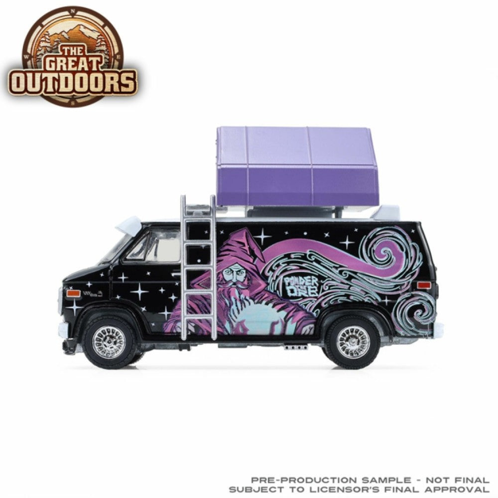 Available to Order – The Great Outdoors Series 4 - 1978 Gmc Vandura Custom Van - Wizard with Camp'otel Cartop Sleeper Tent 1:64 GreenLight Model (GL38080-C)