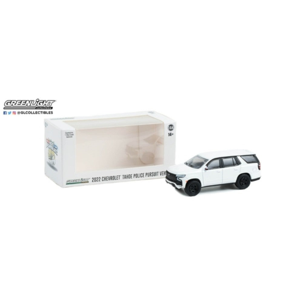 THIS ITEM IS AVAILABLE TO ORDER FROM OUR SUPPLIER - 1:64 GREENLIGHT GL43001 HOT PURSUIT 2022 CHEVROLET TAHOE (PPV) WHITE (HOBBY EXCLUSIVE)