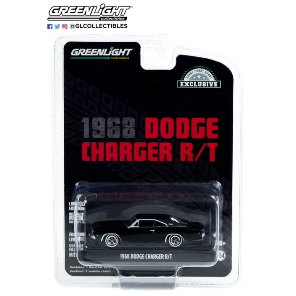 Available to Order – 1968 Dodge Charger R/T Black (hobby Exclusive) 1:64 GreenLight Model (GL44724)