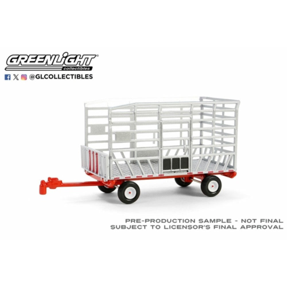 THIS ITEM IS AVAILABLE TO ORDER FROM OUR SUPPLIER - 1:64 GREENLIGHT GL48090-F DOWN ON THE FARM SERIES 9 - BAIL THROW WAGON - SILVER AND RED SOLID PACK