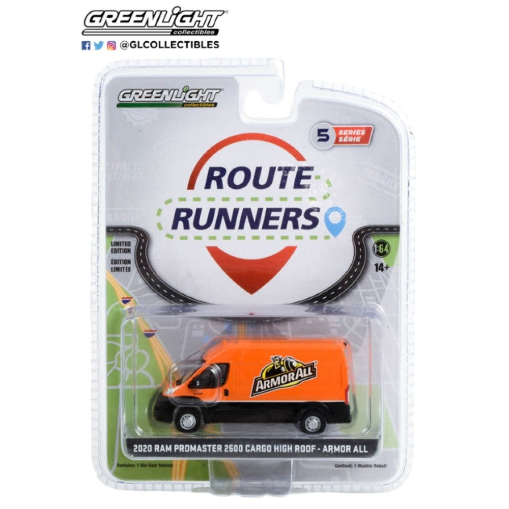 THIS ITEM IS AVAILABLE TO ORDER FROM OUR SUPPLIER - 1:64 GREENLIGHT GL53050-E ROUTE RUNNERS SERIES 5 2020 RAM PROMASTER 2500 CARGO HIGH ROOF ARMOR ALL