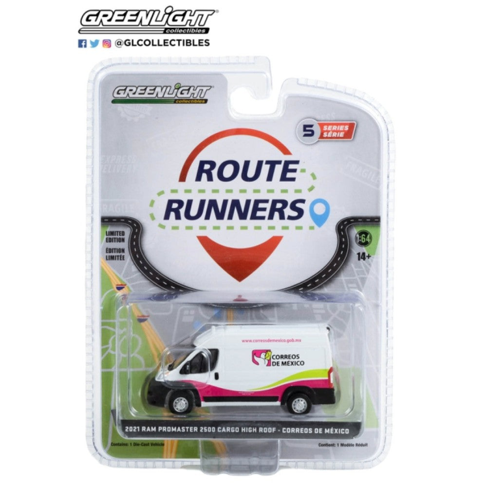 THIS ITEM IS AVAILABLE TO ORDER FROM OUR SUPPLIER - 1:64 GREENLIGHT GL53050-F ROUTE RUNNERS SERIES 5 2021 RAM PROMASTER 2500 CARGO HIGH ROOF CORREOS DE MEXICO