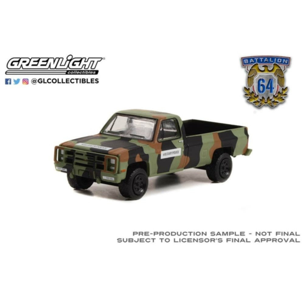 THIS ITEM IS AVAILABLE TO ORDER FROM OUR SUPPLIER - 1:64 GREENLIGHT GL61020-D BATTALION 64 SERIES 2 - 1985 CHEVROLET M1008 CUCV US ARMY MILITARY POLICE CAMOUFLAGE