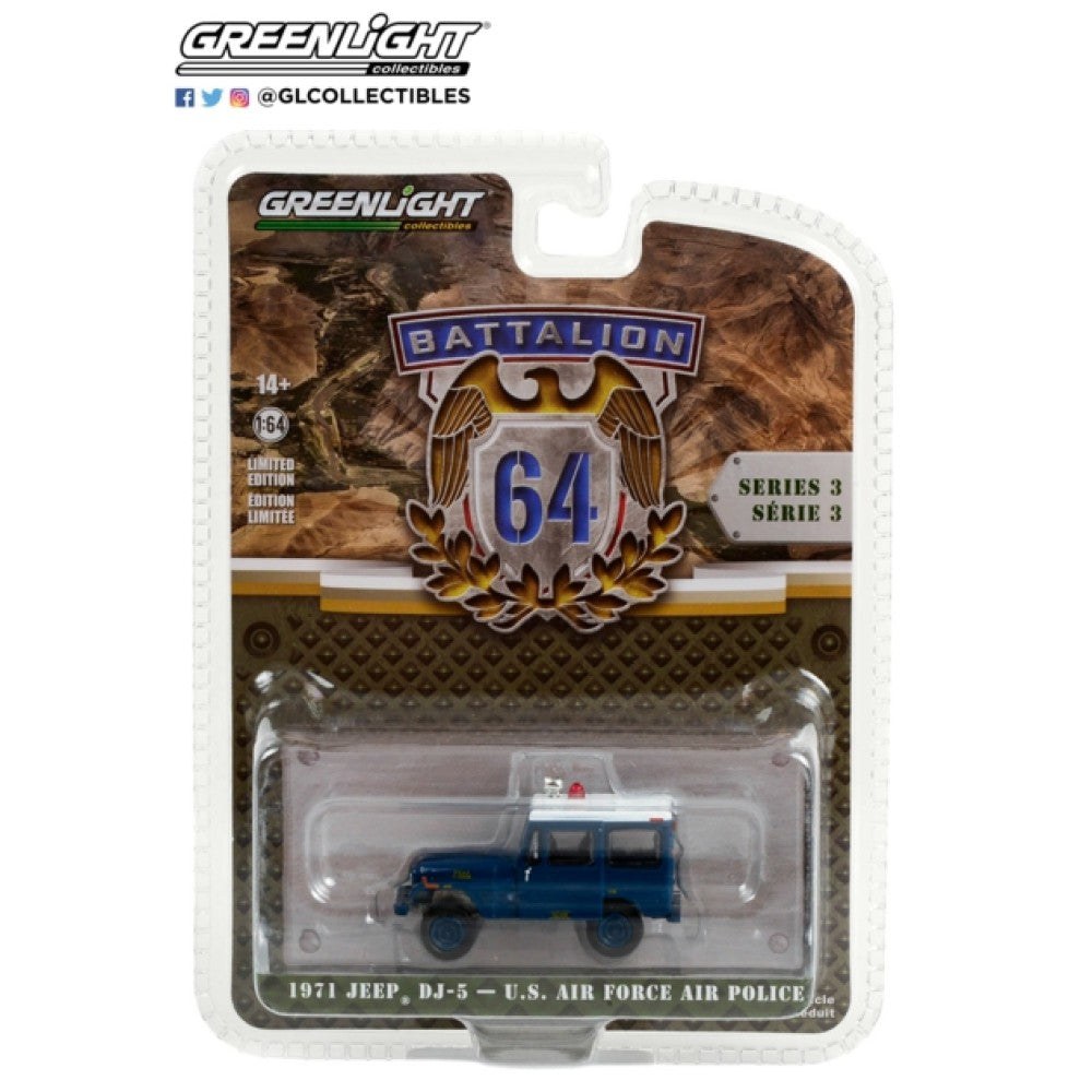 THIS ITEM IS AVAILABLE TO ORDER FROM OUR SUPPLIER - 1:64 GREENLIGHT GL61030-D BATTALION 64 SERIES 3 1971 JEEP DJ-5 US AIR FORCE POLICE