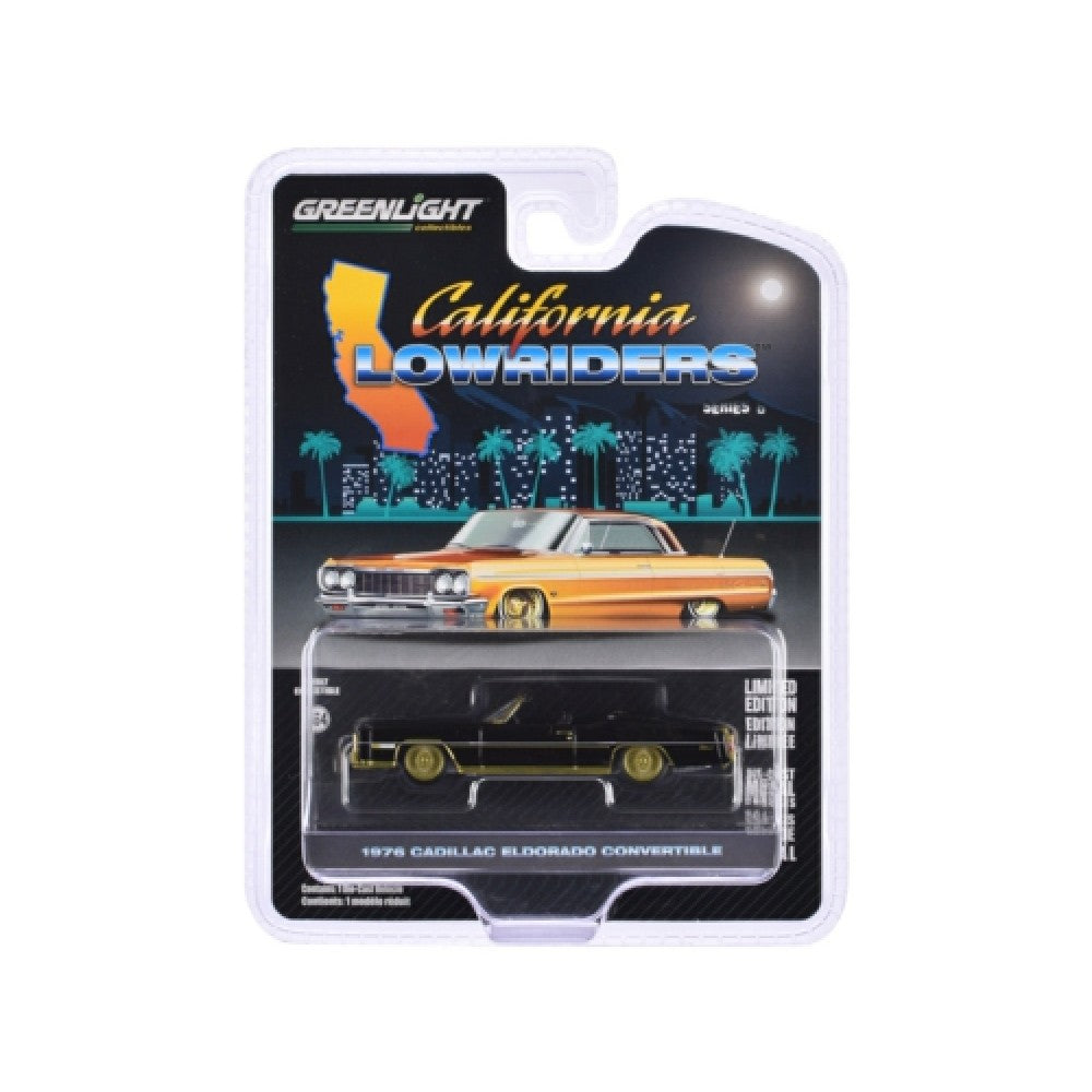 THIS ITEM IS AVAILABLE TO ORDER FROM OUR SUPPLIER - 1:64 GREENLIGHT GL63070-F CALIFORNIA LOWRIDERS SERIES 6 - 1976 CADILLAC ELDORADO CONVERTIBLE - BLACK AND GOLD