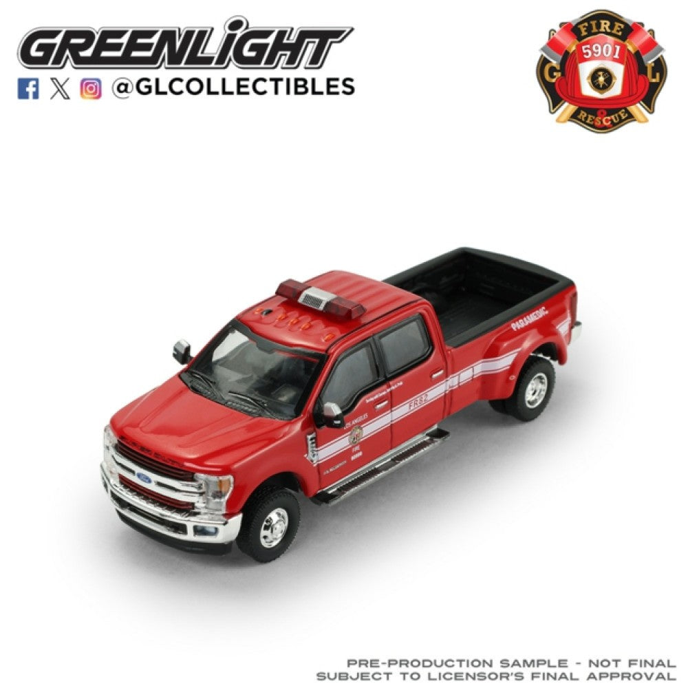 Available to Order – Fire and Rescue Series 4 - Ford F-350 2018 - Los Angeles Fire Department 1:64 GreenLight Model (GL67070-F)