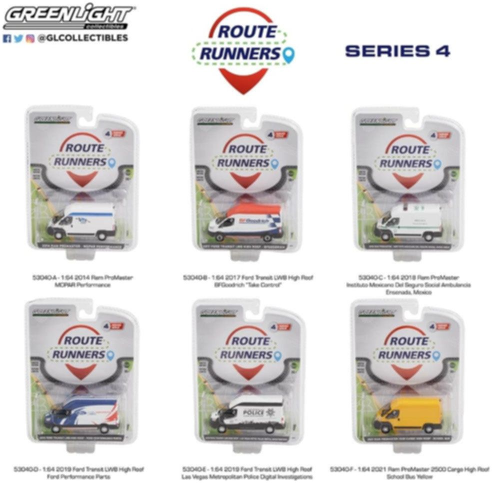 Available to Order – Route Runners Series 4 (6-Vehicle Set) 12pcs Asst 1:64 GreenLight Model (GRE 53040)