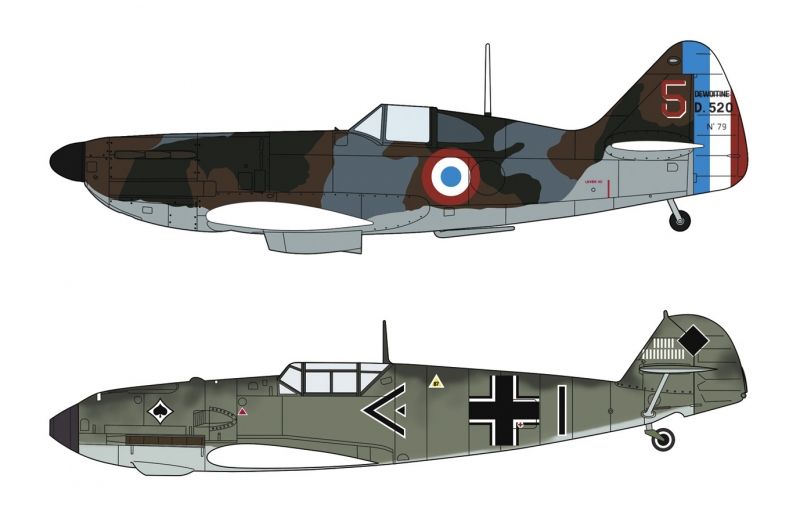 Available To Order – Dewoitine D.520 + Messerschmitt Bf109E 'Battle of France' 1:72 (HAS 02332)