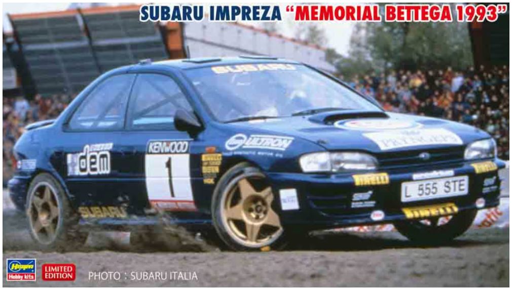 Available To Order – Subaru Impreza Memorial Bettega Kit Winner Car #1 Colin McRae #6 Richard Burns 1993 1:24 Hasegawa Model (HAS LE20768)