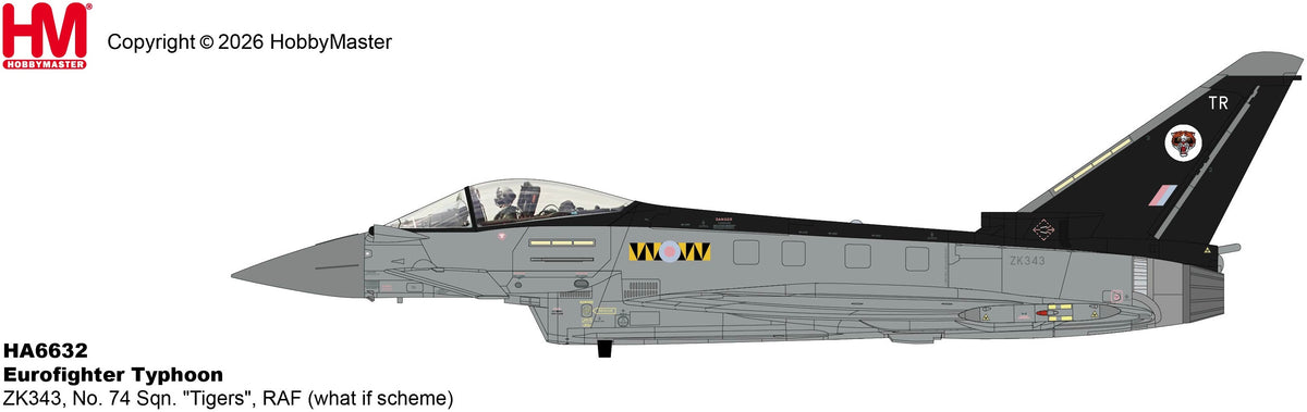 Eurofighter Typhoon ZK343 #74 Sqn. Tigers RAF (What if Scheme) 1:72 Hobby Master Aviation Model
