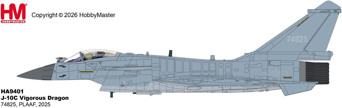 Available To Order – J-10C Vigorous Dragon 74825 PLAAF 2025 1:72 Hobby Master Aviation Model (HOB HA9401)
