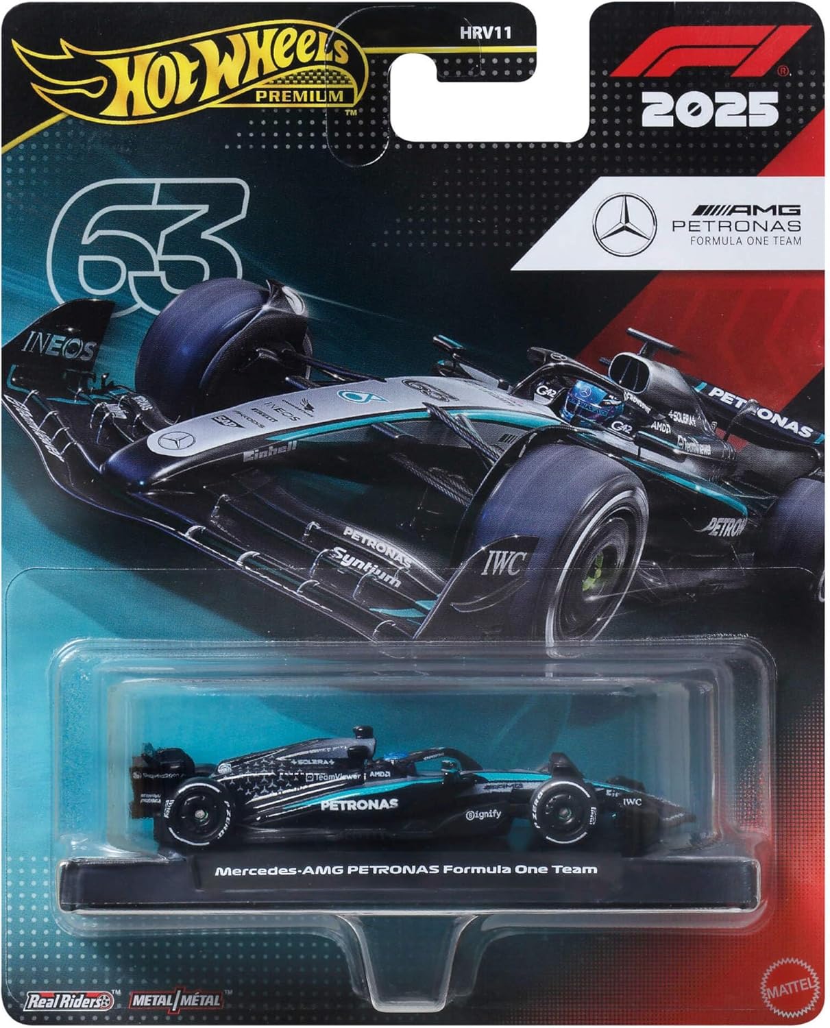 1:64 HOTWHEELS 2025 Mercedes AMG Petronas Formula One Team #63 George Russell JKD80