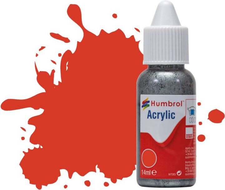 Available To Order – Signal Red Satin Acrylic Paint Dropper Bottle 14ML Humbrol Model (HUM DB0174)