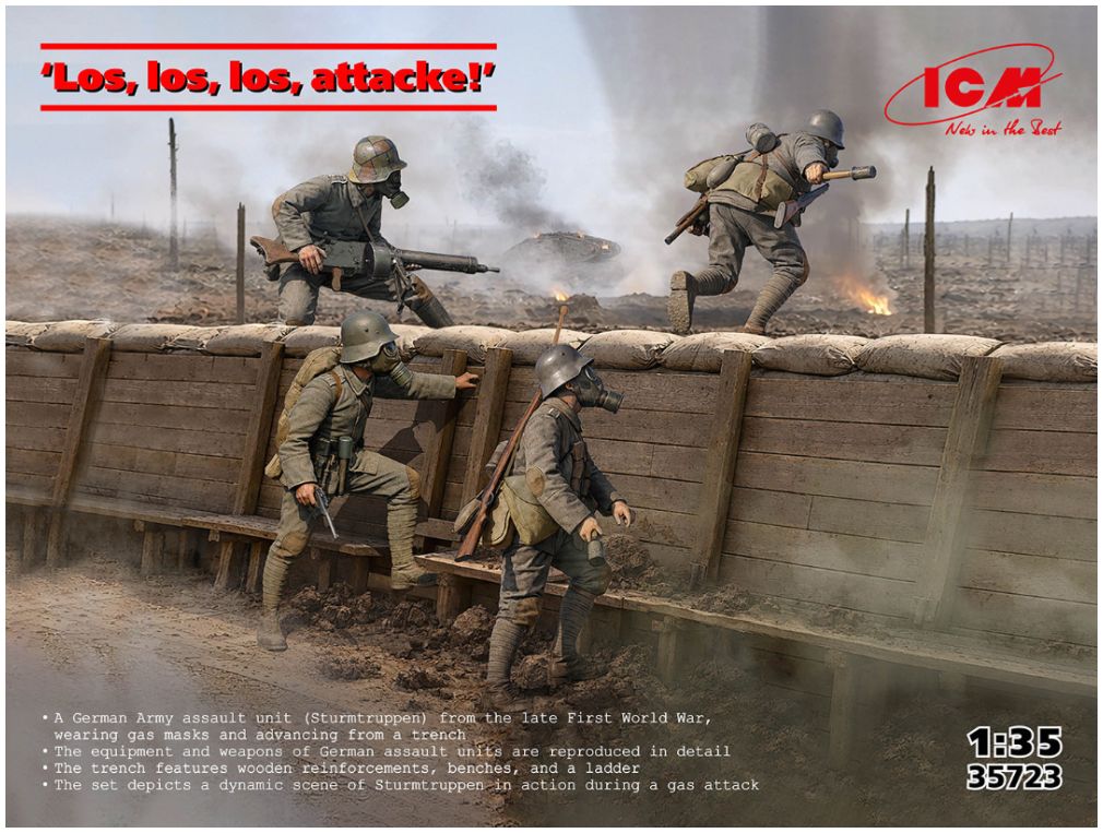 Los, Los, Los, Attacke!' German Army Assault Unit (x4) 1:35 – diecast model