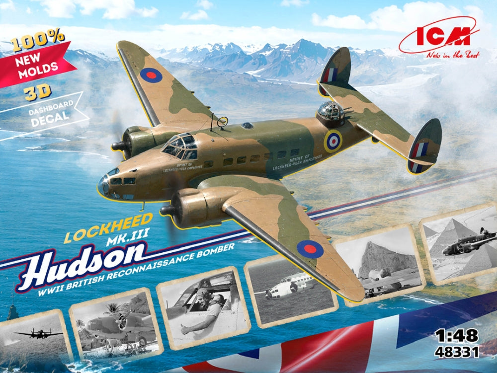 Lockheed Hudson Mk. III WWII British Reconnaissance Bomber 1:48 ICM Plastic Kits Model