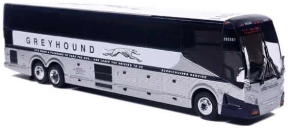 Available To Order – Prevost H3-45 Coach: Greyhound Scenicruiser Vintage Livery 1:87 Iconic Replicas Model (ICO 870659)