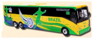 Available To Order – Van Hool CX-45 Coach Brazil National Soccer Team 1:87 Iconic Replicas Model (ICO 870716)