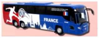 Available To Order – Scania Touring HD Coach France National Soccer Team 1:87 Iconic Replicas Model (ICO 870717)