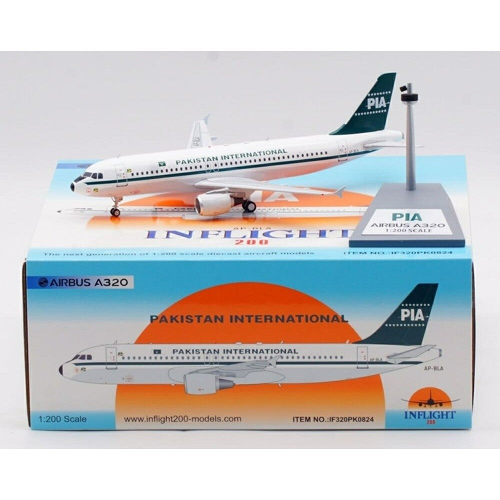 Available To Order – IF320PK0824 - 1:200 PAKISTAN INTERNATIONAL AIRLINES - PIA AIRBUS A320-214 AP-BLA WITH STAND INFLIGHT 200 Model (IF320PK0824)