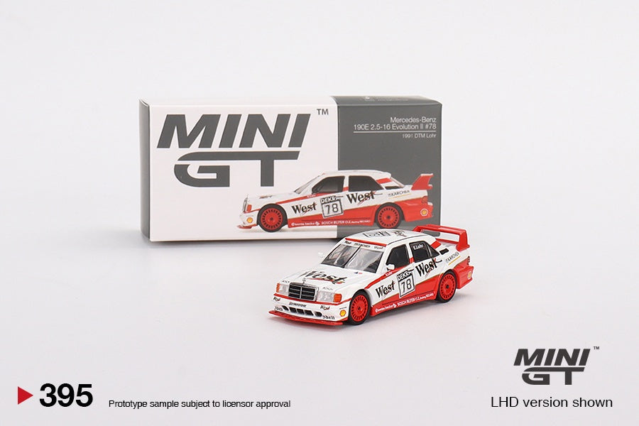 1:64 MINI GT MGT00395-L MERCEDES BENZ 190E 2.5 16 EVOLUTION II #78 1991 DTM LOHR LHD