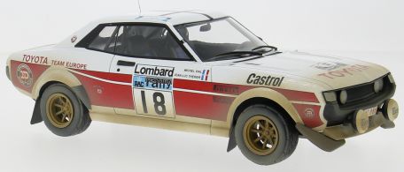 Available To Order – Toyota Celica 2000 GT (RA21) #18 RAC Rally J-L.Therier/M.Vial 1977 - Dirty version 1:18 IXO Model (IXO 18RMC189C)