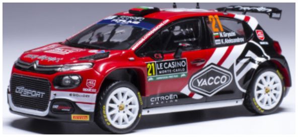 Available To Order – Citroen C3 Rally 2 #21 WRC Rallye Monte Carlo 2024 N.Gryazin/K.Aleksandrov 1:43 IXO Model (IXO RAM917)