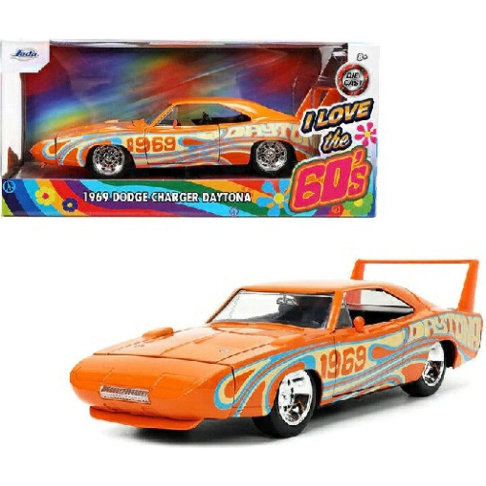 THIS ITEM IS AVAILABLE TO ORDER - 1:24 JADA JAD31389 1969 DODGE CHARGER DAYTONA I LOVE THE 60S ORANGE