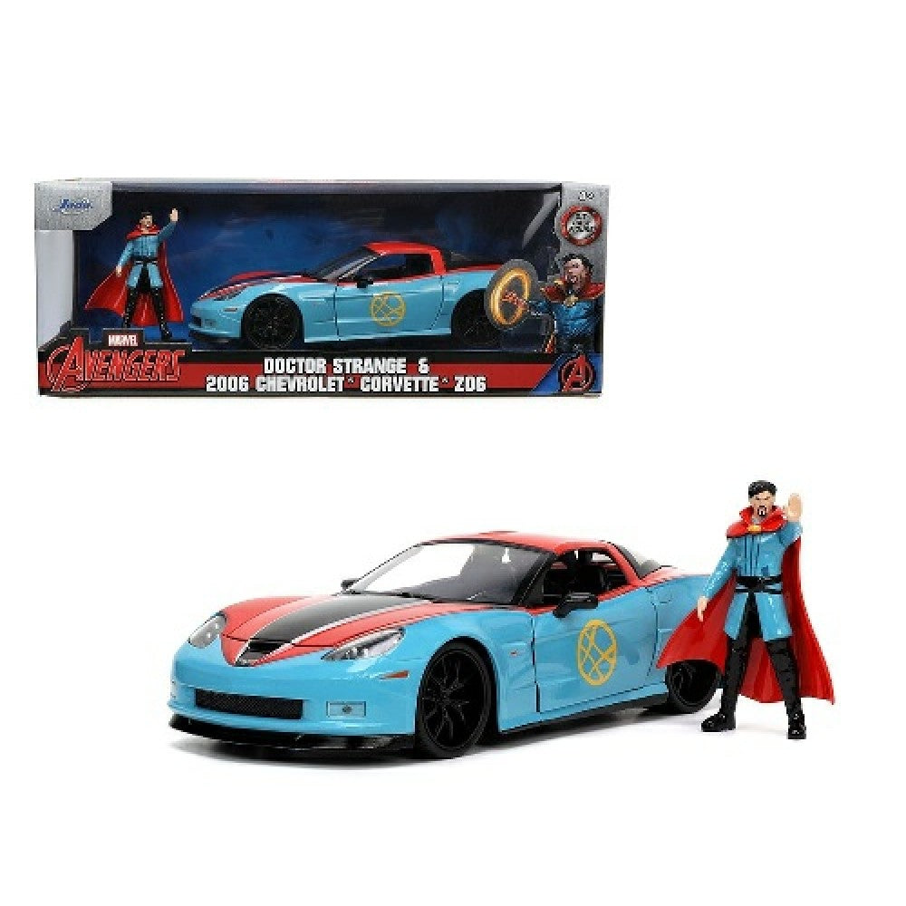 THIS ITEM IS AVAILABLE TO ORDER - 1:24 JADA JAD32115 MARVEL DOCTOR STRANGE 2006 CHEVY CORVETTE Z06 WITH FIGURE