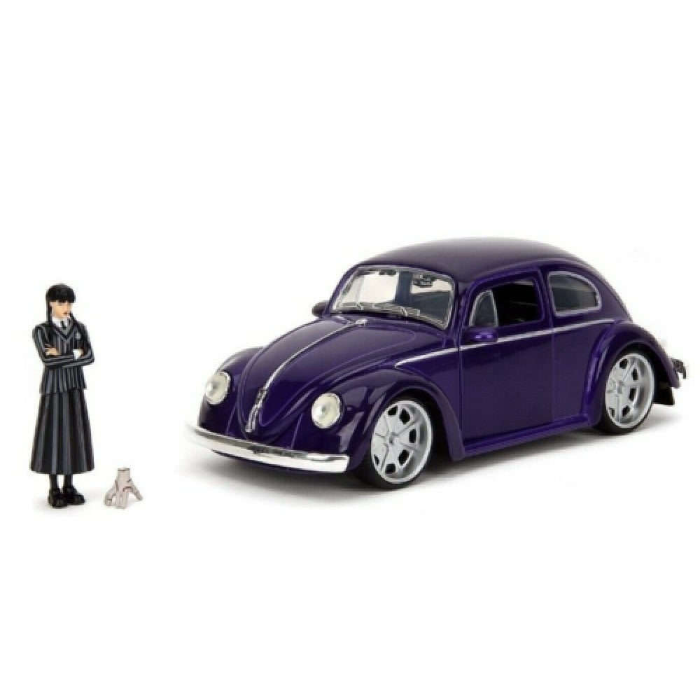 Available to Order – Hollwood Rides - VW Beetle with Wednesday Addams Figure - Wednesday Tv Show 1:24 Jada Model (JAD35131)