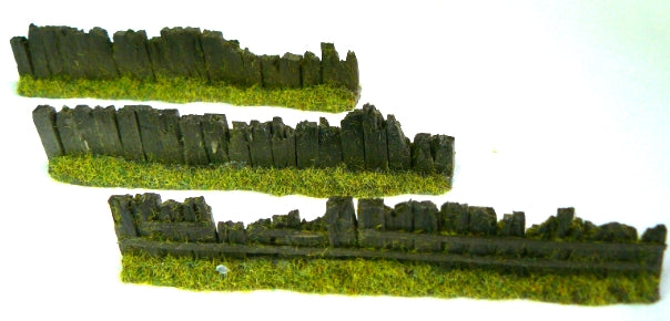 Dk Brown Damaged Sleeper Fencing (x9) OO – diecast model