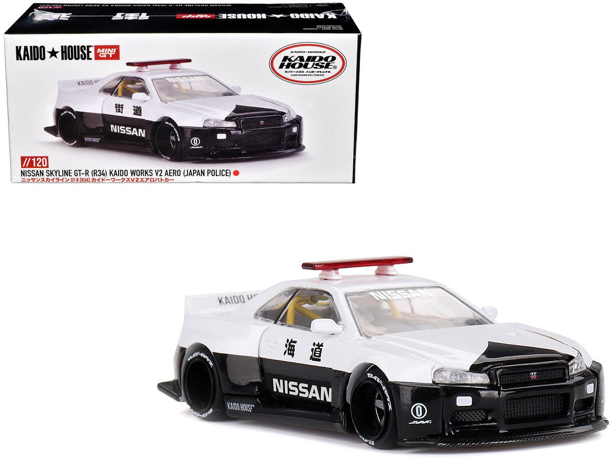 1:64 MINI GT Nissan Skyline GT-R R34 Kaido House (V2 Aero) Police MGTKHMG120