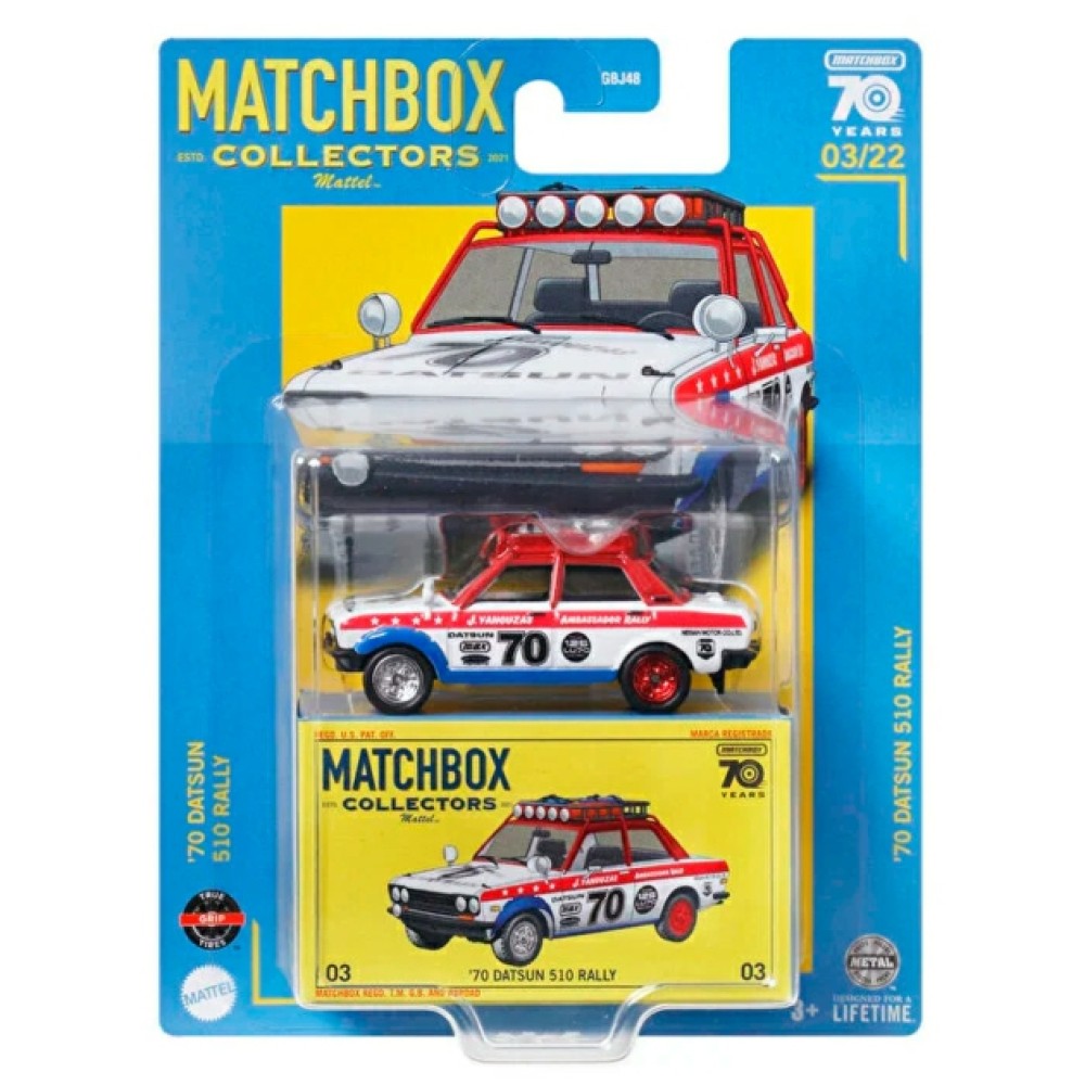 Available to Order – Matchbox Collectors '70 Datsun 510 Rally 03/22 Mattel Toys Model (MATGBJ48-HLJ58)