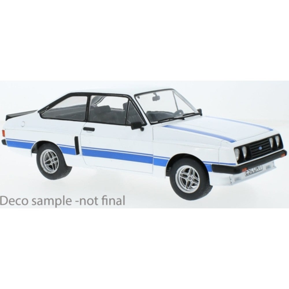 Available to Order - 1:18 MCG Ford Escort Mk II R White With Blue Bonnet Stripes MCG18350