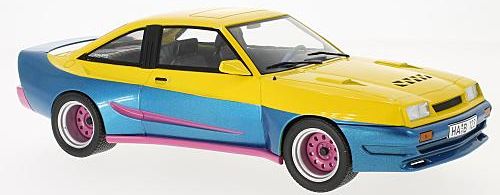 Available To Order – Opel Manta B Mattig, yellow/blue, 1991 1:18 MCG Model (MCG 18095)