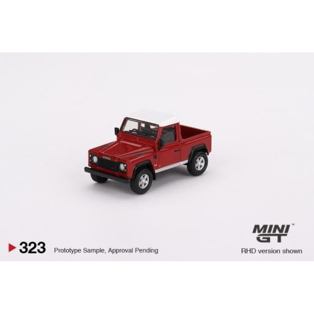 1:64 MINI GT MGT00323-R LAND ROVER DEFENDER 90 PICKUP MASAI RED (RHD)