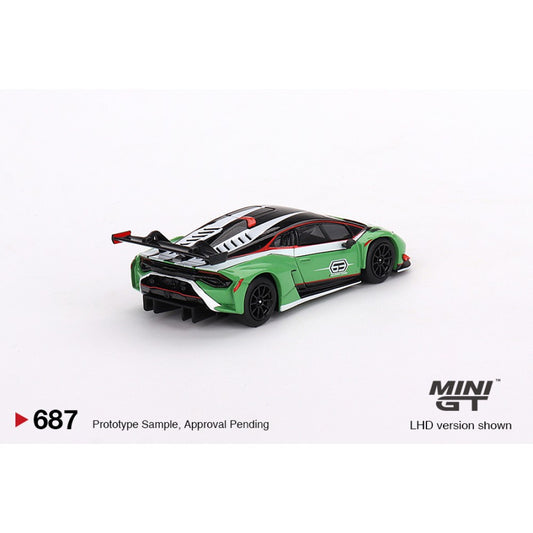 Lamborghini Huracán GT3 EVO2 Presentation (LHD) 1:64 Mini GT Model Car (MGT00687-L)