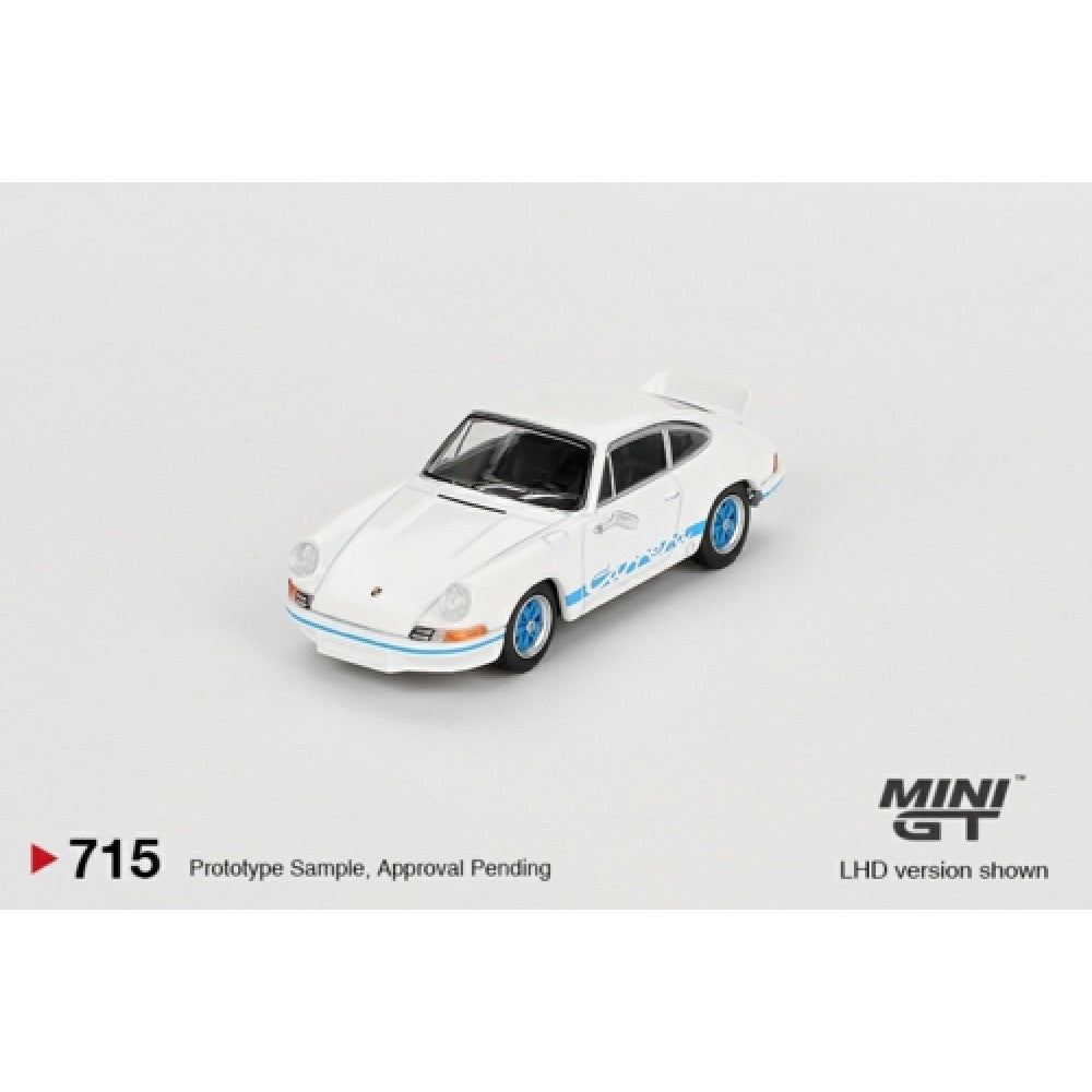 1/64 MINI GT MGT00715-R PORSCHE 911 CARRERA RS 2.7 GRAND PRIX WHITE WITH BLUE LIVERY (RHD)
