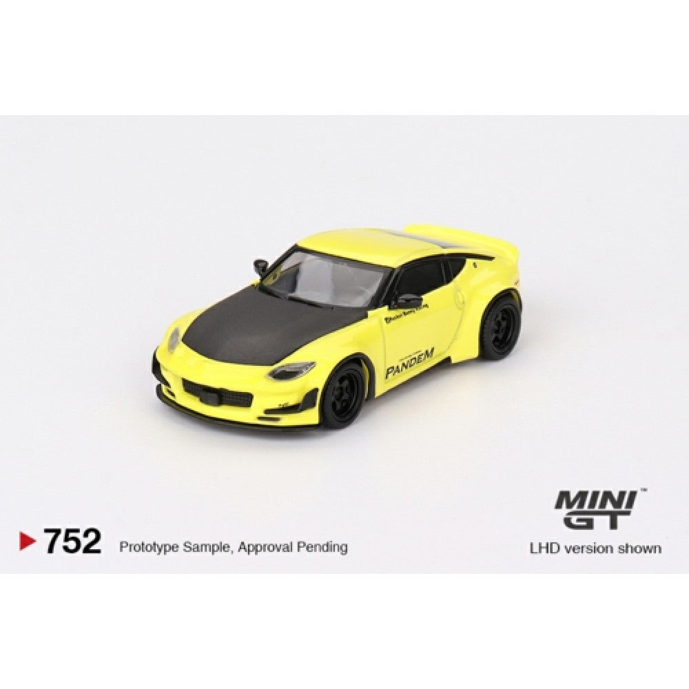 Available to Order from Supplier – 1:64 MINI GT Nissan Z Pandem Ikazuchi Yellow (RHD) MGT00752-R