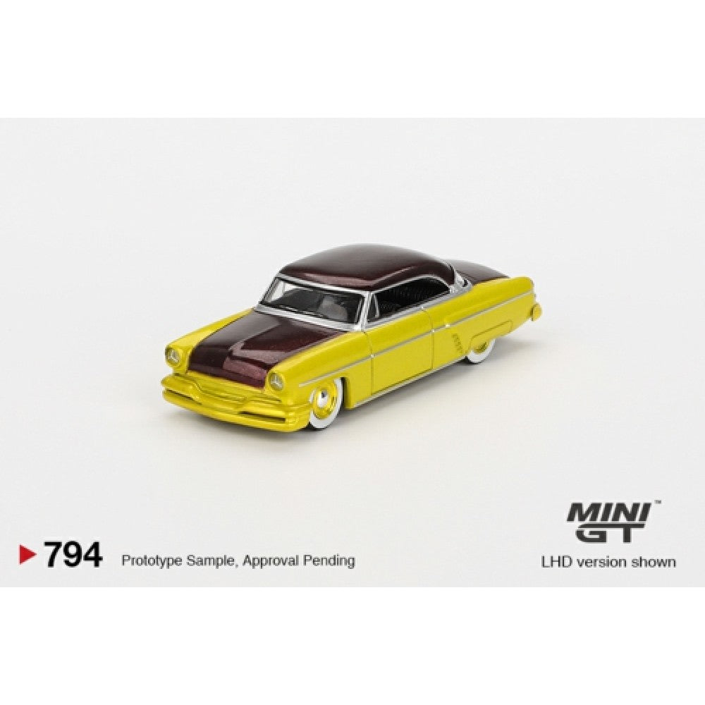 1:64 MINI GT MGT00794-BL LINCOLN CAPRI HOT ROD 1954 LIME YELLOW (LHD) (BLISTER PACKAGING)