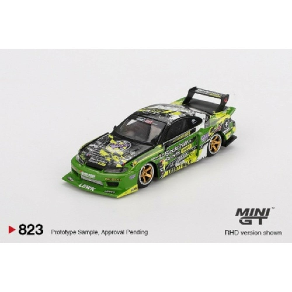 PRE ORDER STOCKS DUE DECEMBER 2025 / JANUARY 2026 1:64 MINI GT MGT00823-BL NISSAN LB-SUPER SILHOUETTE S15 SILVIA NO.555 V2 2024 FORMULA DRIFT JAPAN (RHD) BLISTER PACKAGING