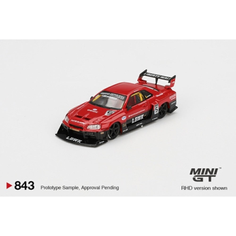 1:64 MINI GT MGT00843-BL NISSAN LB-ER34 SUPER SILHOUETTE SKYLINE RED/BLACK (RHD) BLISTER PACKAGING