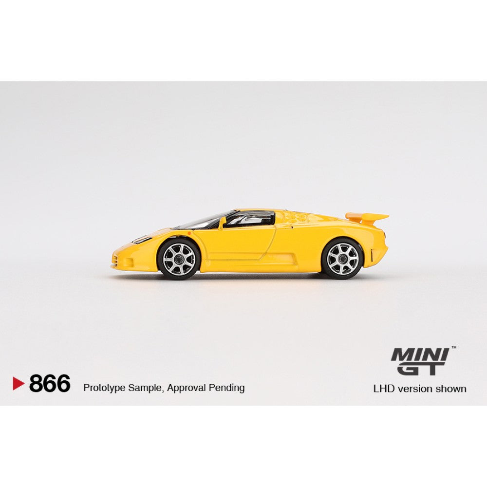 Bugatti EB110 Super Sport Giallo Bugatti (LHD) Blister Packaging 1:64 Mini GT Model Car (MGT00866-BL)