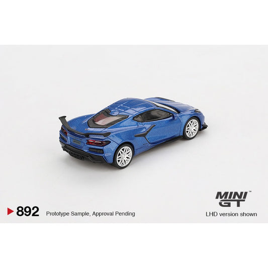 Chevrolet Corvette Z06 2023 Elkhart Lake Blue Metallic (RHD) 1:64 Mini GT Model Car (MGT00892-R)