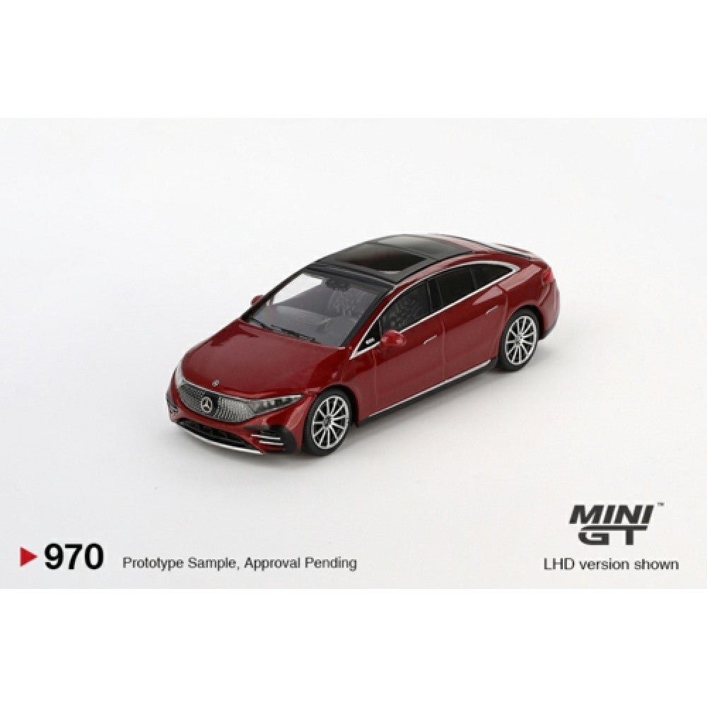 1:64 MINI GT MGT00970-BL MERCEDES-BENZ EQS 580 4MATIC RED METALLIC (LHD) BLISTER PACKAGING