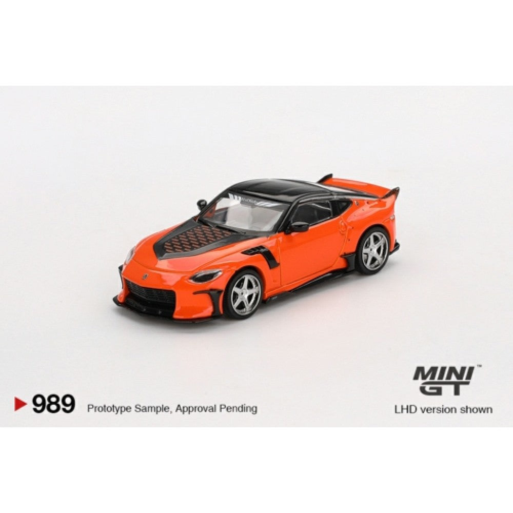 PRE ORDER STOCKS DUE NOVEMBER / DECEMBER 2025 1:64 MINI GT MGT00989-BL NISSAN Z VEILSIDE FFZ400 ORANGE (LHD) BLISTER PACKAGING